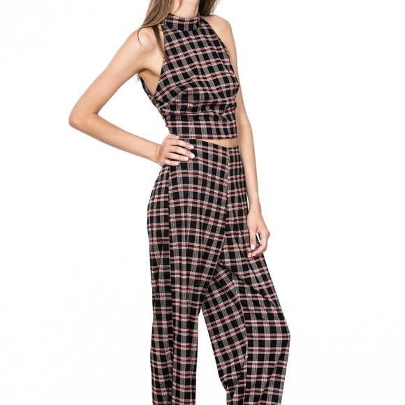 2 PIECE PLAID CHECK SLEEVELESS TOP AND LONG PANTS - Picture 7 of 8